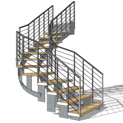 现代金属楼梯免费su模型(1)