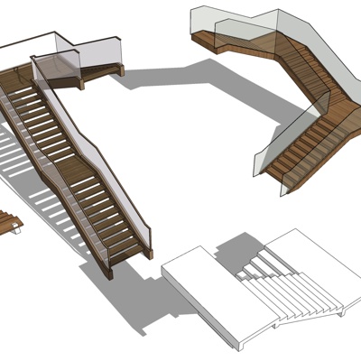 现代楼梯免费su模型(1)