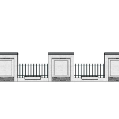 现代围墙护栏免费su模型(1)