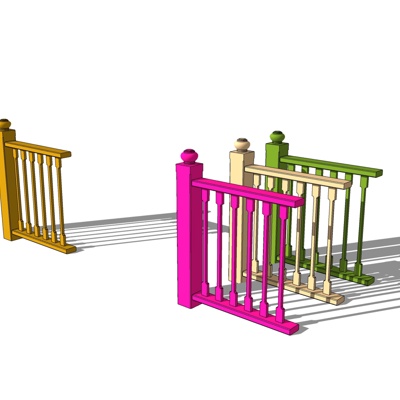 现代木质护栏免费su模型(1)