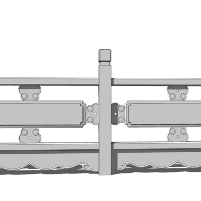 新中式石雕护栏免费su模型(1)