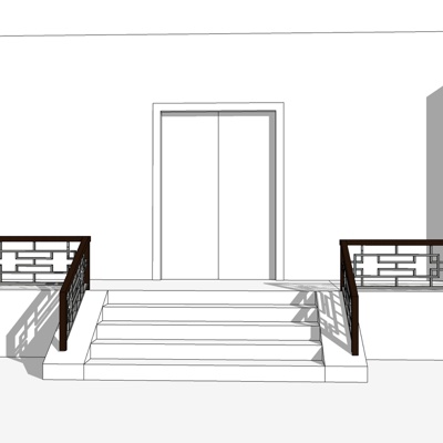 现代楼梯护栏免费su模型(1)
