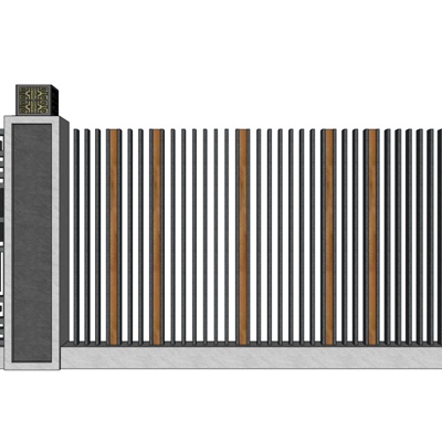 新中式围墙护栏免费su模型(1)