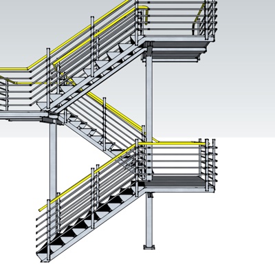 现代金属楼梯免费su模型(1)