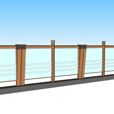 现代玻璃护栏免费su模型(1)