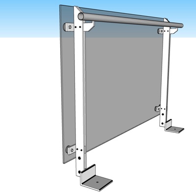 现代钢化玻璃护栏免费su模型(1)