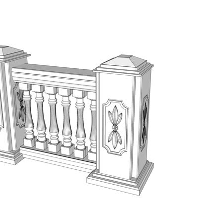 现代石雕护栏免费su模型(1)
