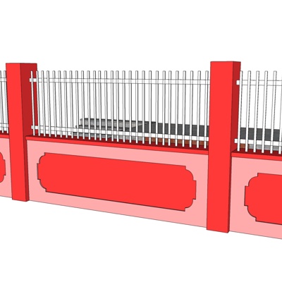 现代围墙护栏免费su模型(1)