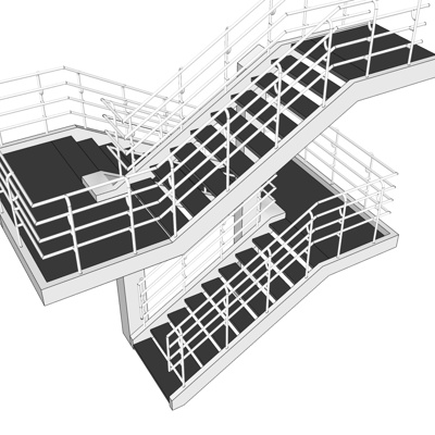 现代金属楼梯免费su模型(1)