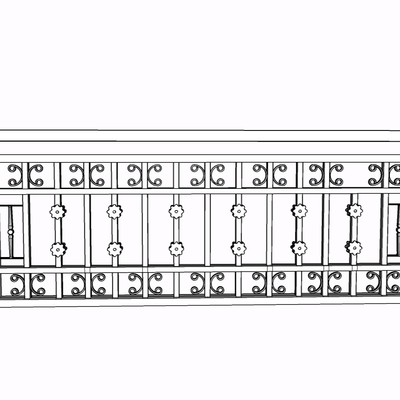 现代金属护栏免费su模型(1)