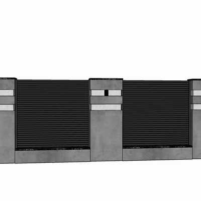 现代围墙护栏免费su模型(1)