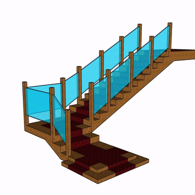 现代实木楼梯免费su模型(1)