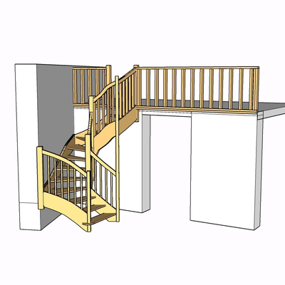 现代实木楼梯免费su模型(1)