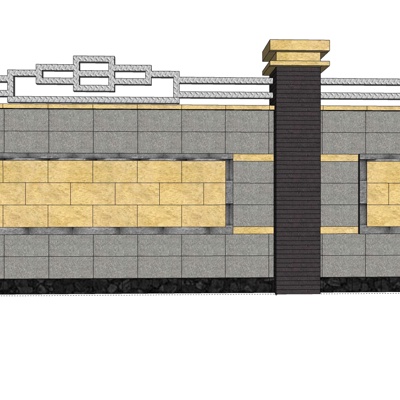 现代围墙免费su模型(1)