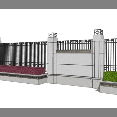 现代围墙护栏免费su模型(1)