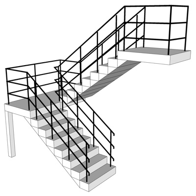 现代楼梯免费su模型(1)