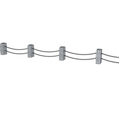 现代石墩铁链护栏免费su模型(1)