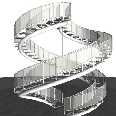 现代旋转楼梯免费su模型(1)