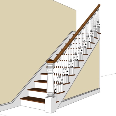 现代实木楼梯免费su模型(1)