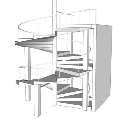 现代旋转楼梯免费su模型(1)