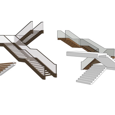现代楼梯免费su模型(1)