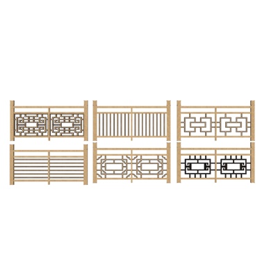 中式木质楼梯护栏免费su模型(1)