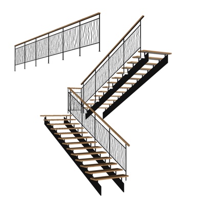 现代楼梯免费su模型(1)