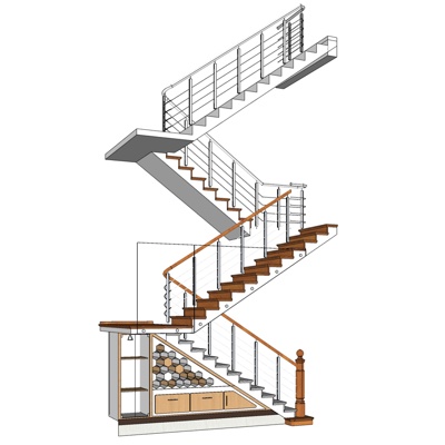 现代楼梯免费su模型(1)