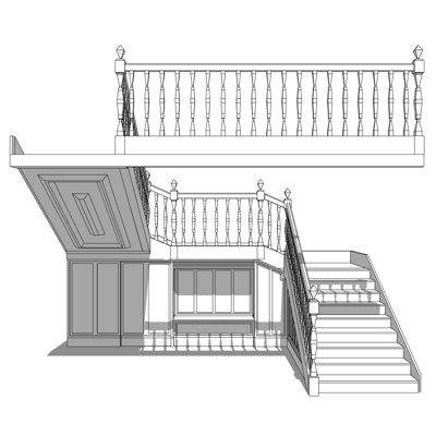 欧式楼梯免费su模型(1)