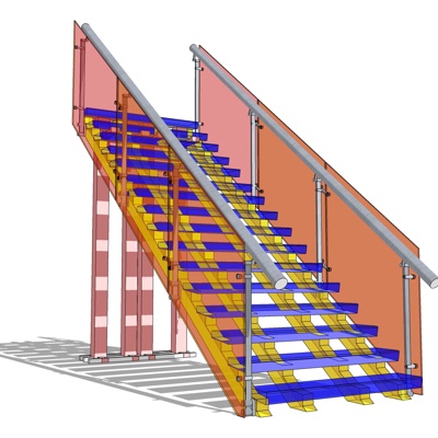 现代楼梯免费su模型(1)