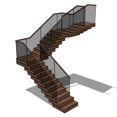 现代楼梯免费su模型(1)