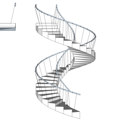 现代旋转楼梯免费su模型(1)