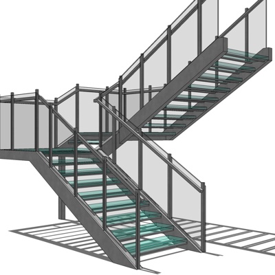 现代楼梯免费su模型(1)