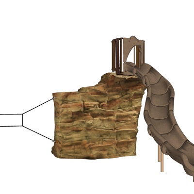自然风石头栏杆滑梯免费su模型(1)