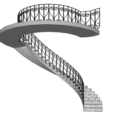 欧式旋转楼梯免费su模型(1)