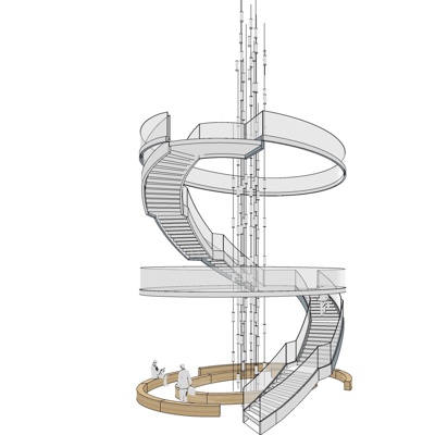 现代旋转楼梯免费su模型(1)