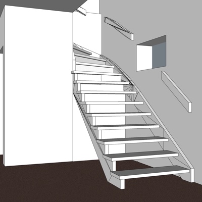 现代实木楼梯免费su模型(1)