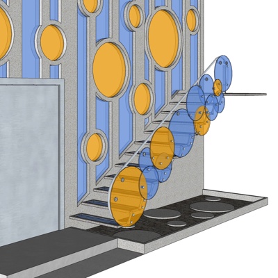 现代玻璃楼梯免费su模型(1)