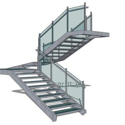 现代铁艺楼梯免费su模型(1)