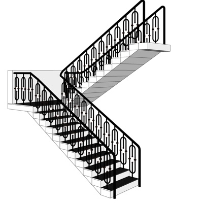 现代瓷砖楼梯免费su模型(1)