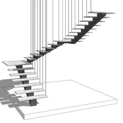 现代转角楼梯免费su模型(1)