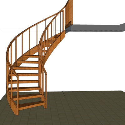 现代实木楼梯免费su模型(1)