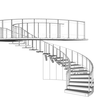 现代旋转楼梯免费su模型(1)