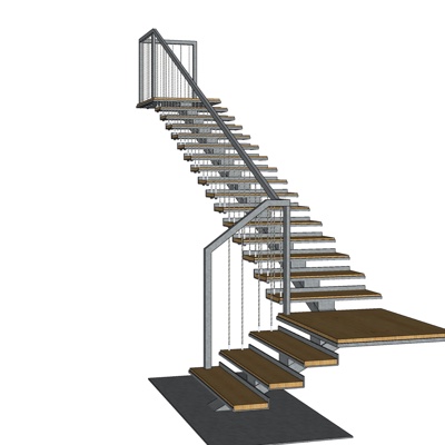 现代实木楼梯免费su模型(1)