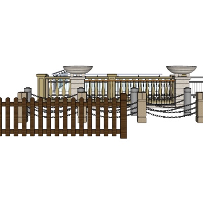 现代围栏组合免费su模型(1)