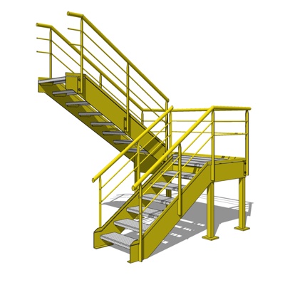 现代铁艺楼梯免费su模型(1)