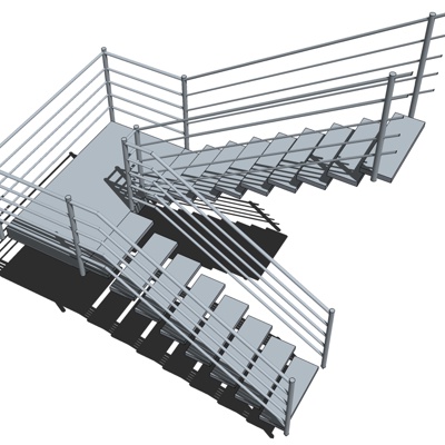 现代转角楼梯免费su模型(1)