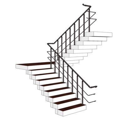 现代转角楼梯免费su模型(1)
