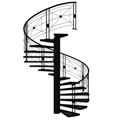 现代旋转楼梯免费su模型(1)