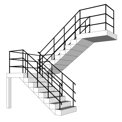 现代转角楼梯免费su模型(1)